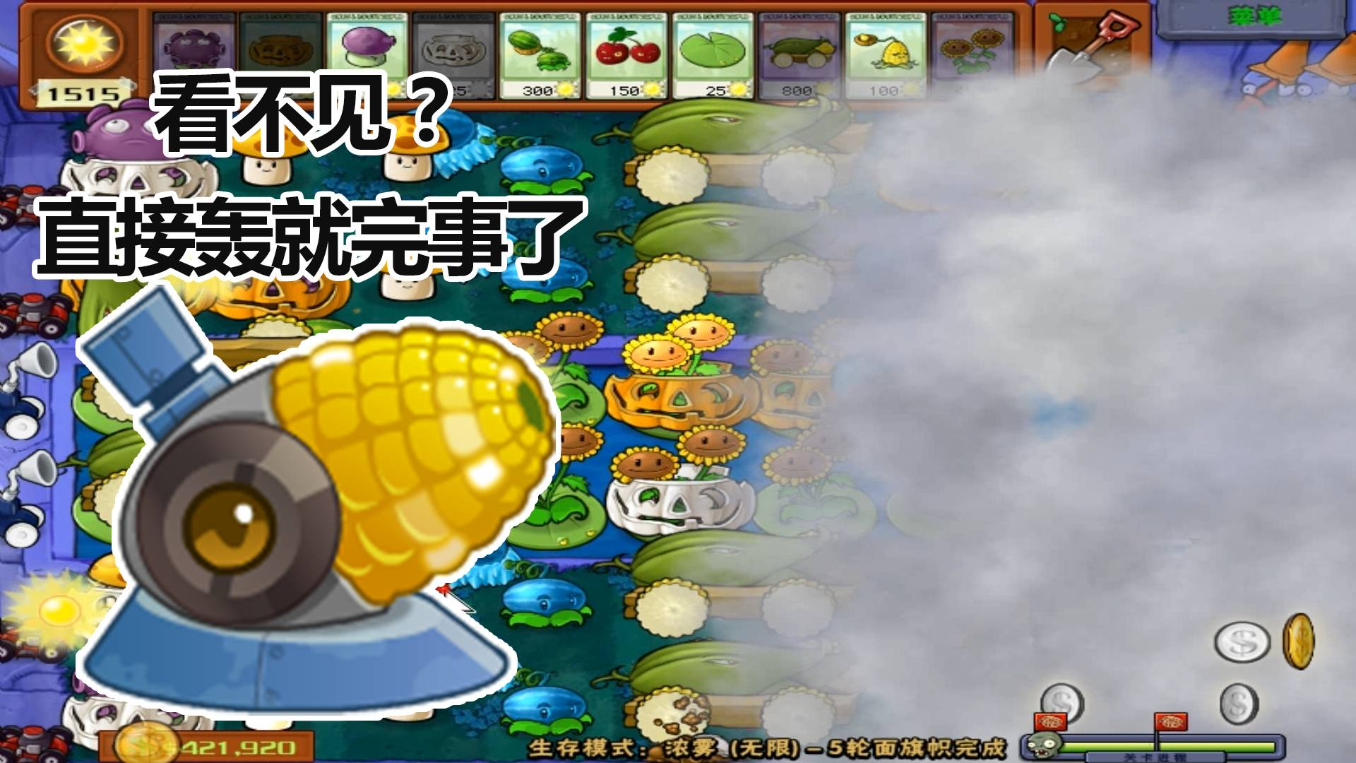 植物大战僵尸:被浓雾遮挡了该怎么打?直接轰就完事了!